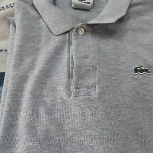 Lacoste Light Gray Polo with Green Croc Patch